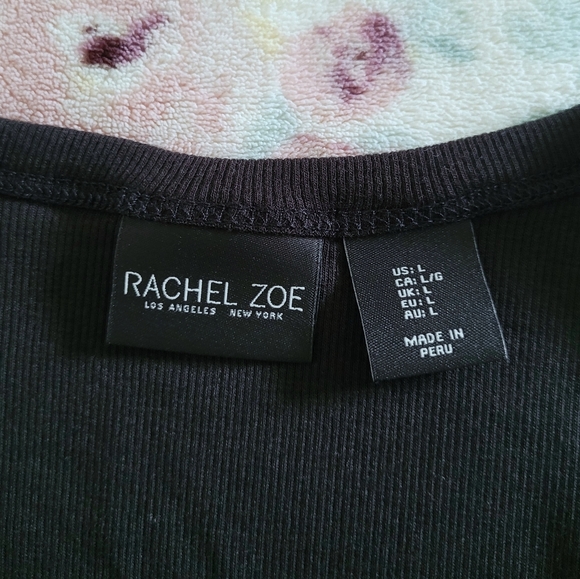 Rachel Zoe Ribbed Black🖤 Henley Top  - NWT - Picture 4 of 9
